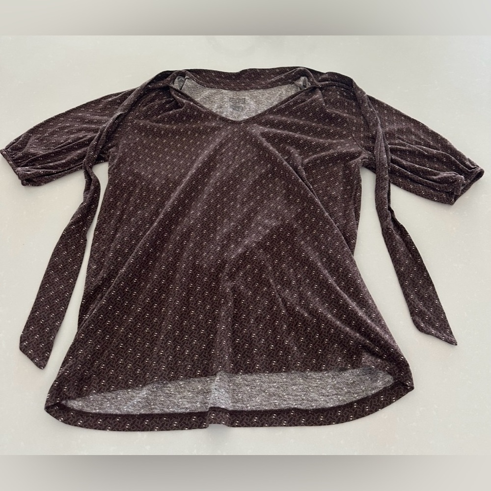 Coquette Brown Merona Blouse With Tie - Picture 2 of 6